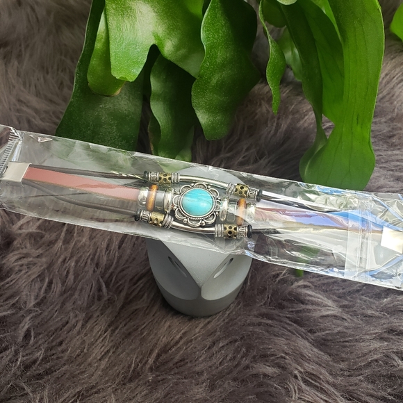 NWT Layered Leather Bracelet Stainless Steel Buckle Boho Beaded Turquoise - Picture 5 of 5